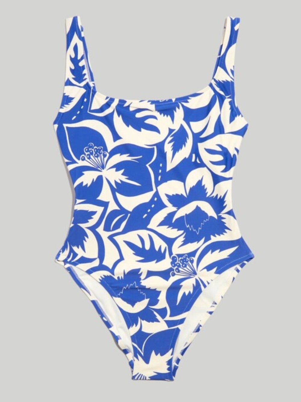 Madewell Second Wave Square-Neck Tank One-Piece Swimsuit "Tropicale Floral" M